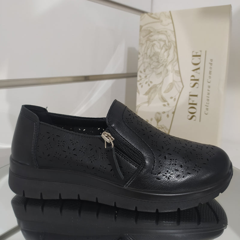 Soft Space - Scarpe Donna Con Cerniera Modello Linea Comoda